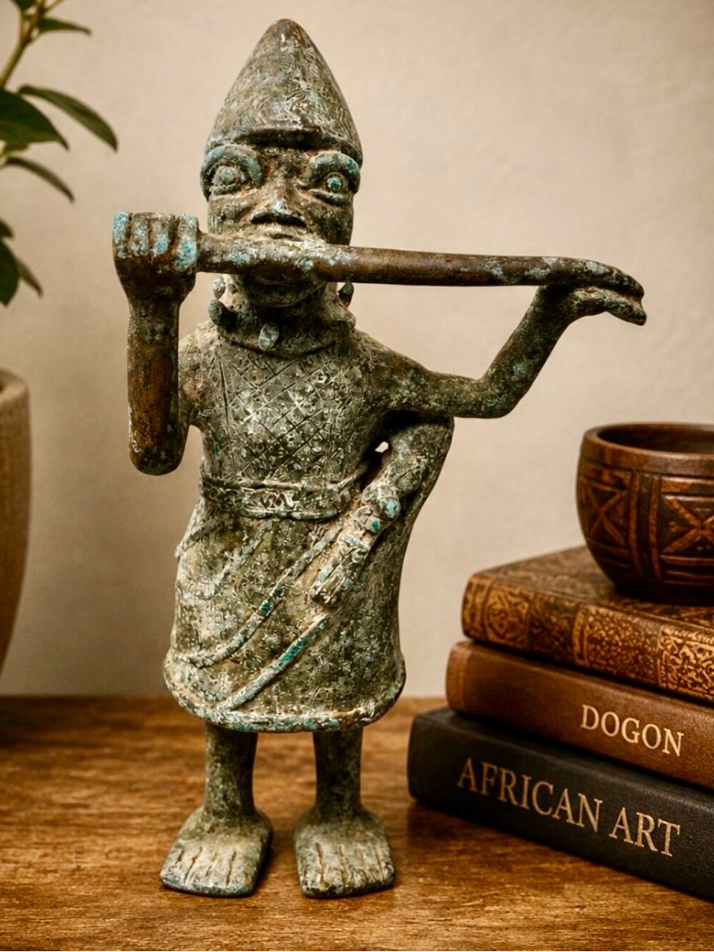 Vintage Dogon Bronze Figure Sculpture Mali West Africa Lost Wax Tribal Art 12"